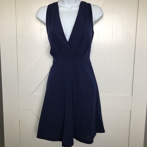 Navy blue v neck cocktail dress - Picture 6 of 6